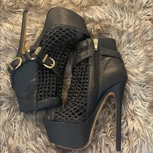 Tall Black and Gold BEBE Heels